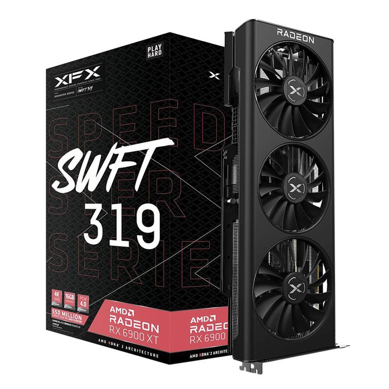 گرافیک  ایکس اف ایکس مدل RX 6900 XT SWFT 16GB + استوک با کارتن و پیچ پلمپ