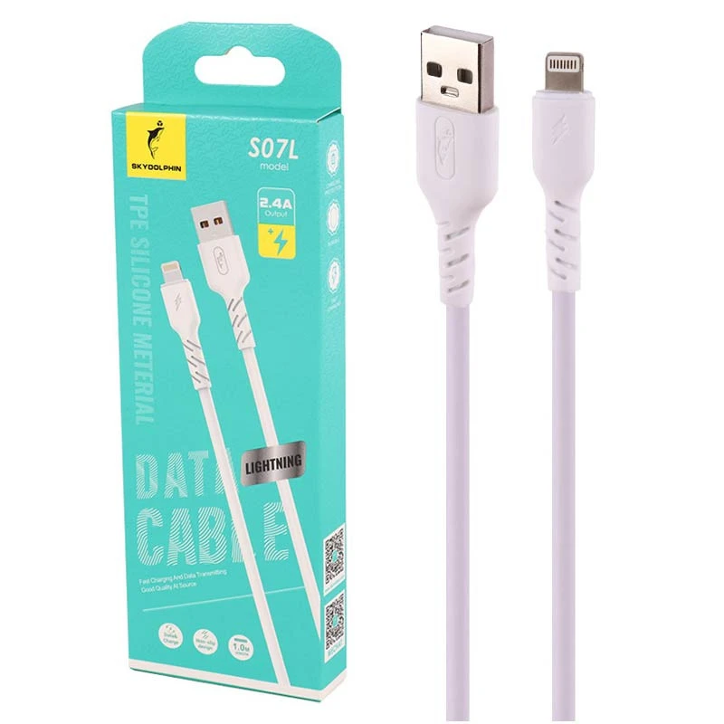 کابل موبایل آیفون فست شارژ 2.4 آمپر اسکای دلفین S07L طول 1 متر